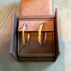 David Yurman Crossover Hoop Earrings 44mm in sterling silver with 18K gold